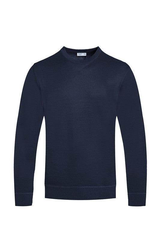 Solid Color Round Neck Sweater - VacationGrabs