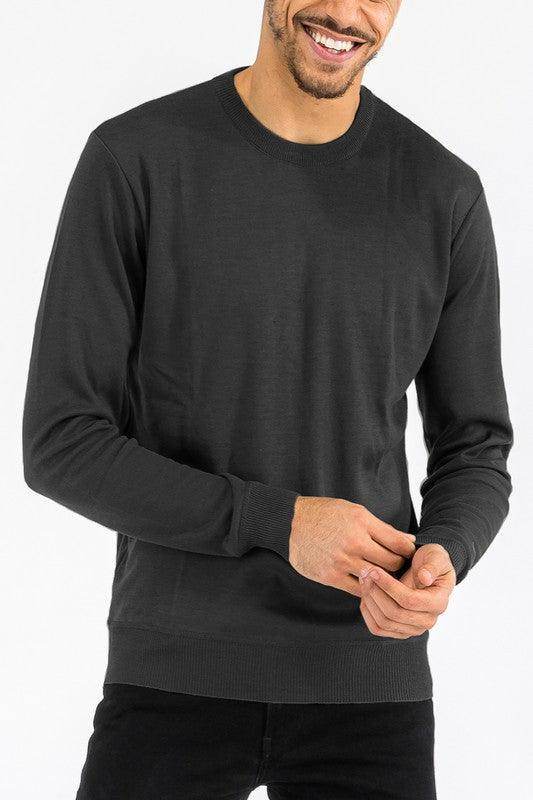 Solid Color Round Neck Sweater - VacationGrabs