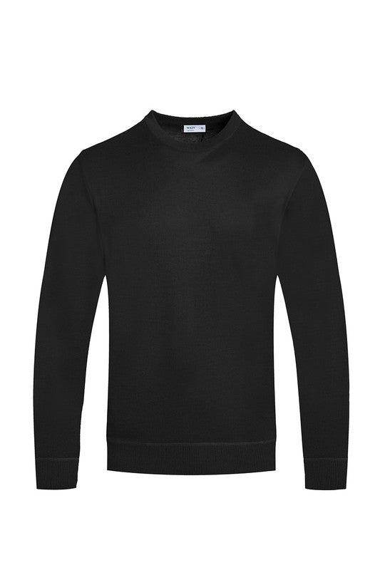 Solid Color Round Neck Sweater - VacationGrabs