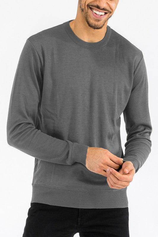 Solid Color Round Neck Sweater - VacationGrabs