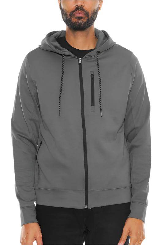 Solid Heathered Zip Up Jacket - VacationGrabs