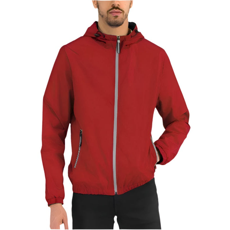 Solid Hooded Lightweight Windbreaker Jacket - VacationGrabs