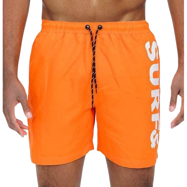 Swimwear - Solid Lined Beach Swim Text Swim Shorts
