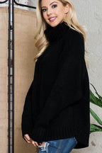 Solid Long Sleeve Turtleneck Sweater - VacationGrabs