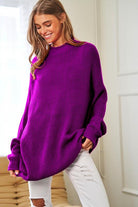 Women's Sweaters Solid Mock Neck Long Sleeve Knit Sweaters