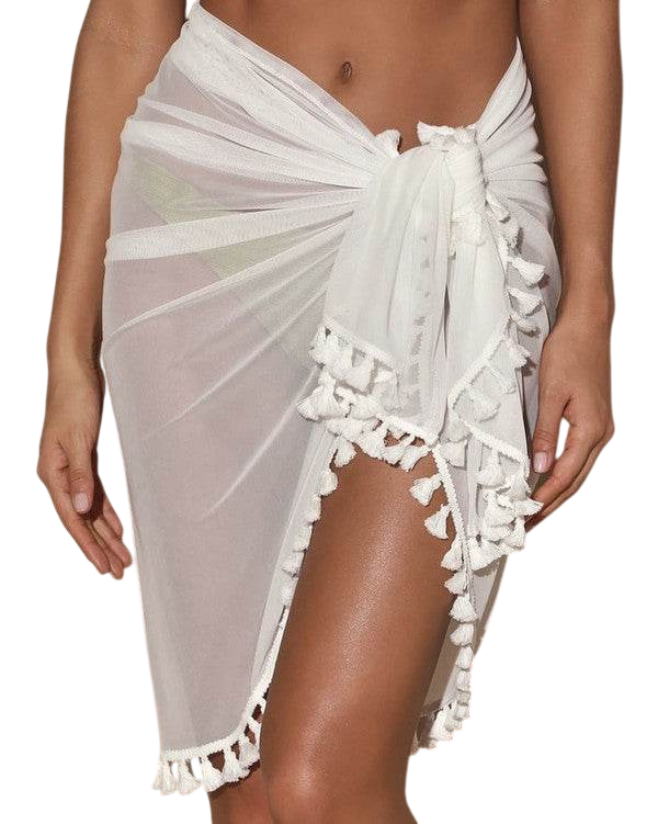 Solid Sarong with Tassels