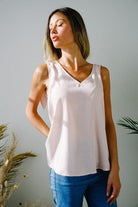 Women's Shirts Solid V-Neck Sleeveless Top