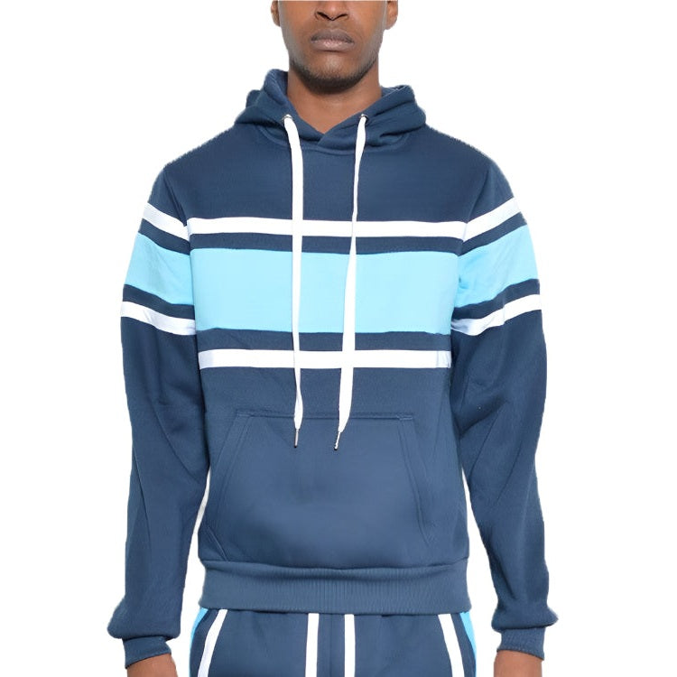 Solid With Three Stripe Pullover Hoodie - VacationGrabs