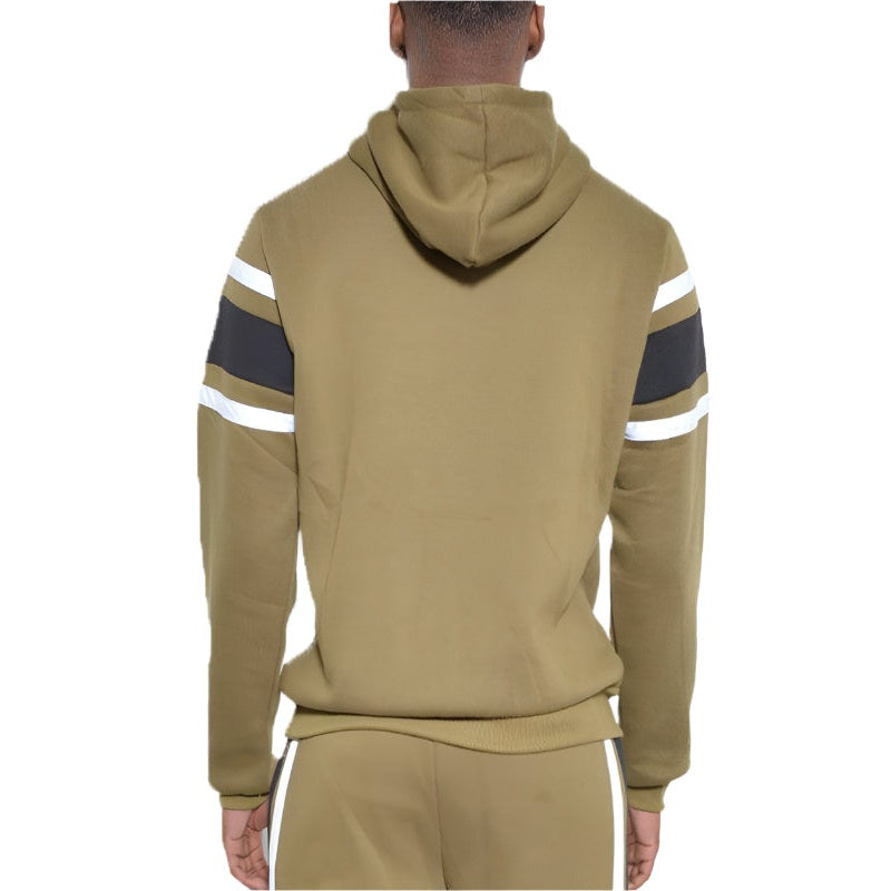 Solid With Three Stripe Pullover Hoodie - VacationGrabs