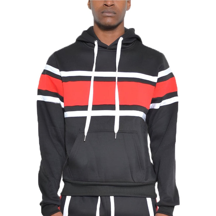 Solid With Three Stripe Pullover Hoodie - VacationGrabs