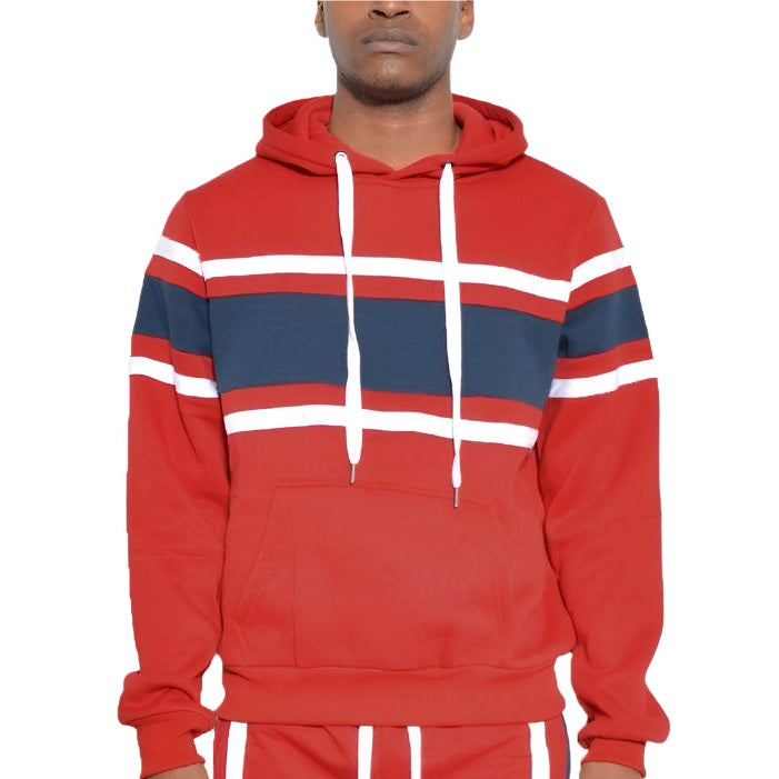 Solid With Three Stripe Pullover Hoodie - VacationGrabs