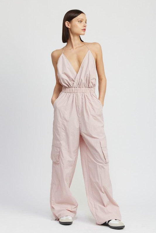 Women's Jumpsuits & Rompers Spaghetti Strap Cargo Jumpsuit