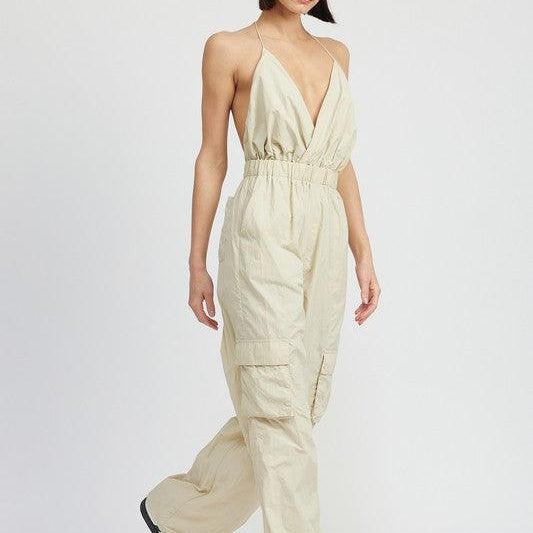 Women's Jumpsuits & Rompers Spaghetti Strap Cargo Jumpsuit