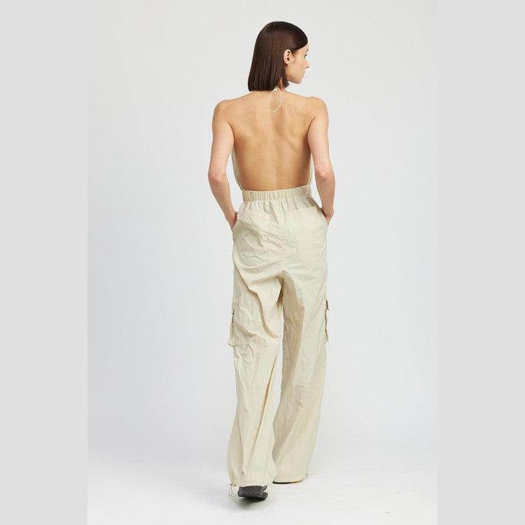 Spaghetti Strap Cargo Jumpsuit - VacationGrabs