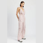 Spaghetti Strap Cargo Jumpsuit - VacationGrabs