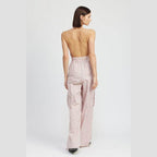 Spaghetti Strap Cargo Jumpsuit - VacationGrabs