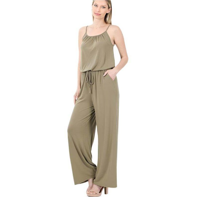 Spaghetti Strap Jumpsuit With Pockets - VacationGrabs