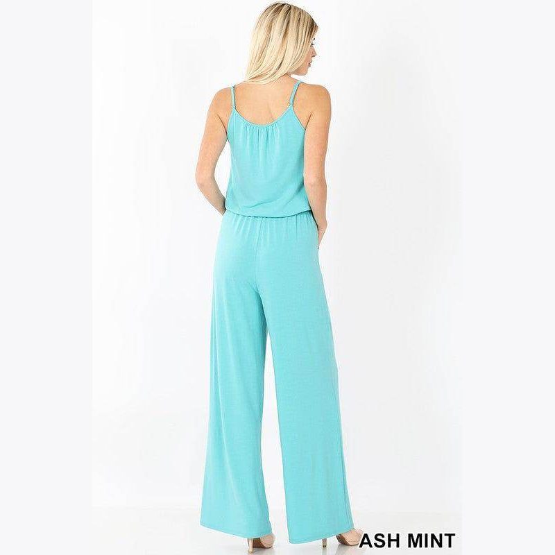 Spaghetti Strap Jumpsuit With Pockets - VacationGrabs