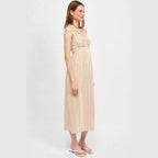 Emory Park Spaghetti Strap Maxi Dress in Beige with Vertical Stripes for a Stylish Summer Look