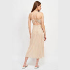 Emory Park Spaghetti Strap Maxi Dress in Beige with a Stylish Open Back Design