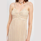 Emory Park Spaghetti Strap Maxi Dress with Ruched Bodice and Colorful Stripes for Stylish Summer Look