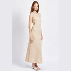 Emory Park spaghetti strap midi dress in beige with a stylish silhouette and open back design