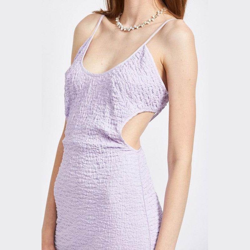 Emory Park spaghetti strap midi dress in lavender with cut-out side detail and textured fabric