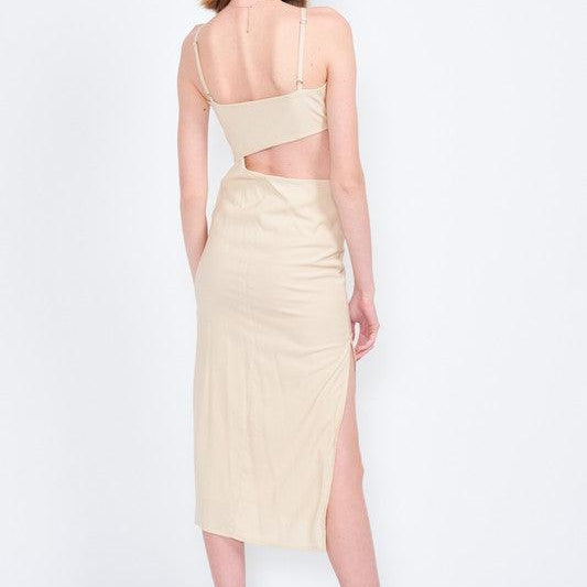 Women's Dresses Spaghetti Strap Midi Dress With Waist Cut Out