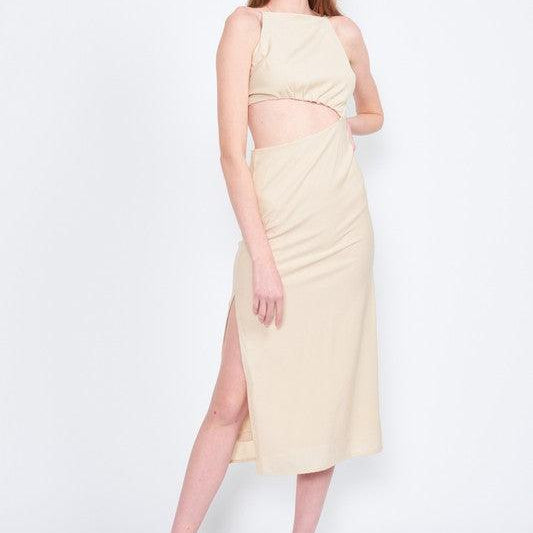 Women's Dresses Spaghetti Strap Midi Dress With Waist Cut Out