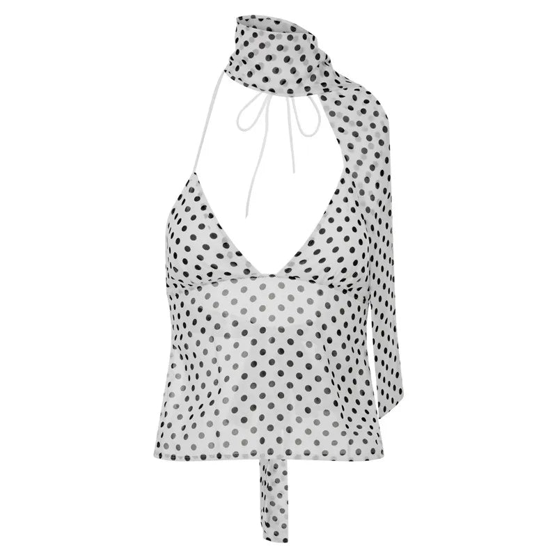 Women's polka dot spaghetti strap tank top, lightweight for summer outings