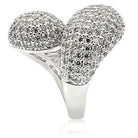 Sparkling cocktail ring for women with a shimmering, double dome design and polished silver band