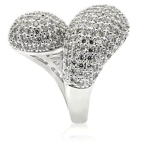 Sparkling cocktail ring for women with a shimmering, double dome design and polished silver band