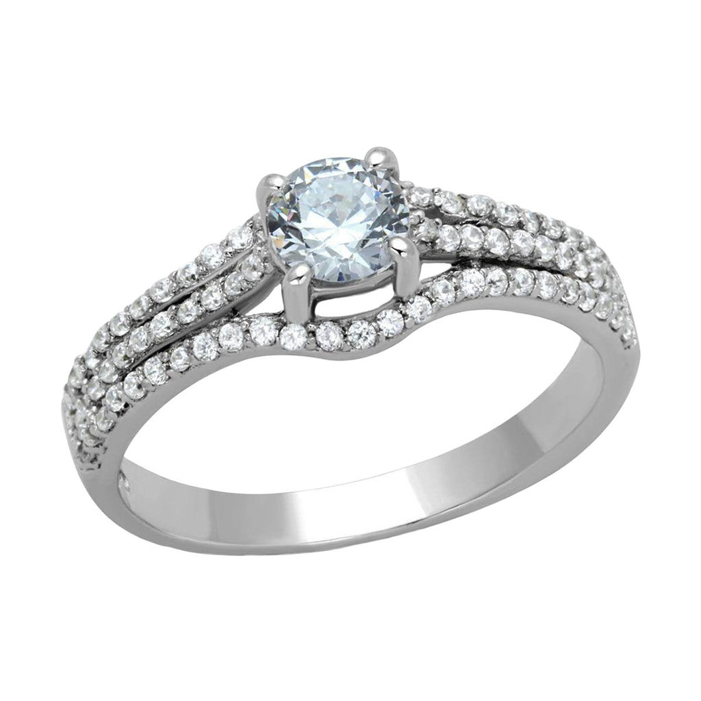 Sparkling engagement ring sterling silver with a center stone and elegant band design