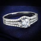 Sparkling engagement ring sterling silver with a round center stone and shimmering accent stones