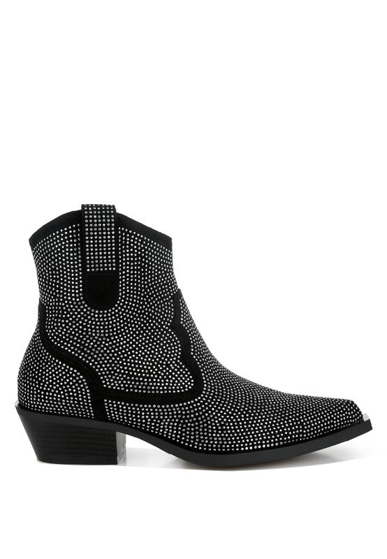 Rag Company sparkly cowboy boots for parties with a stylish black design and glittering embellishments