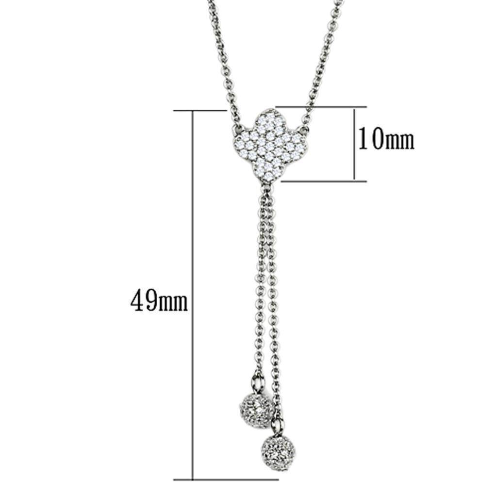 Sparkly drop necklace rhodium plated with sparkling pendant and two decorative chains, perfect for elegant outfits