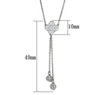 Sparkly drop necklace rhodium plated with sparkling pendant and two decorative chains, perfect for elegant outfits