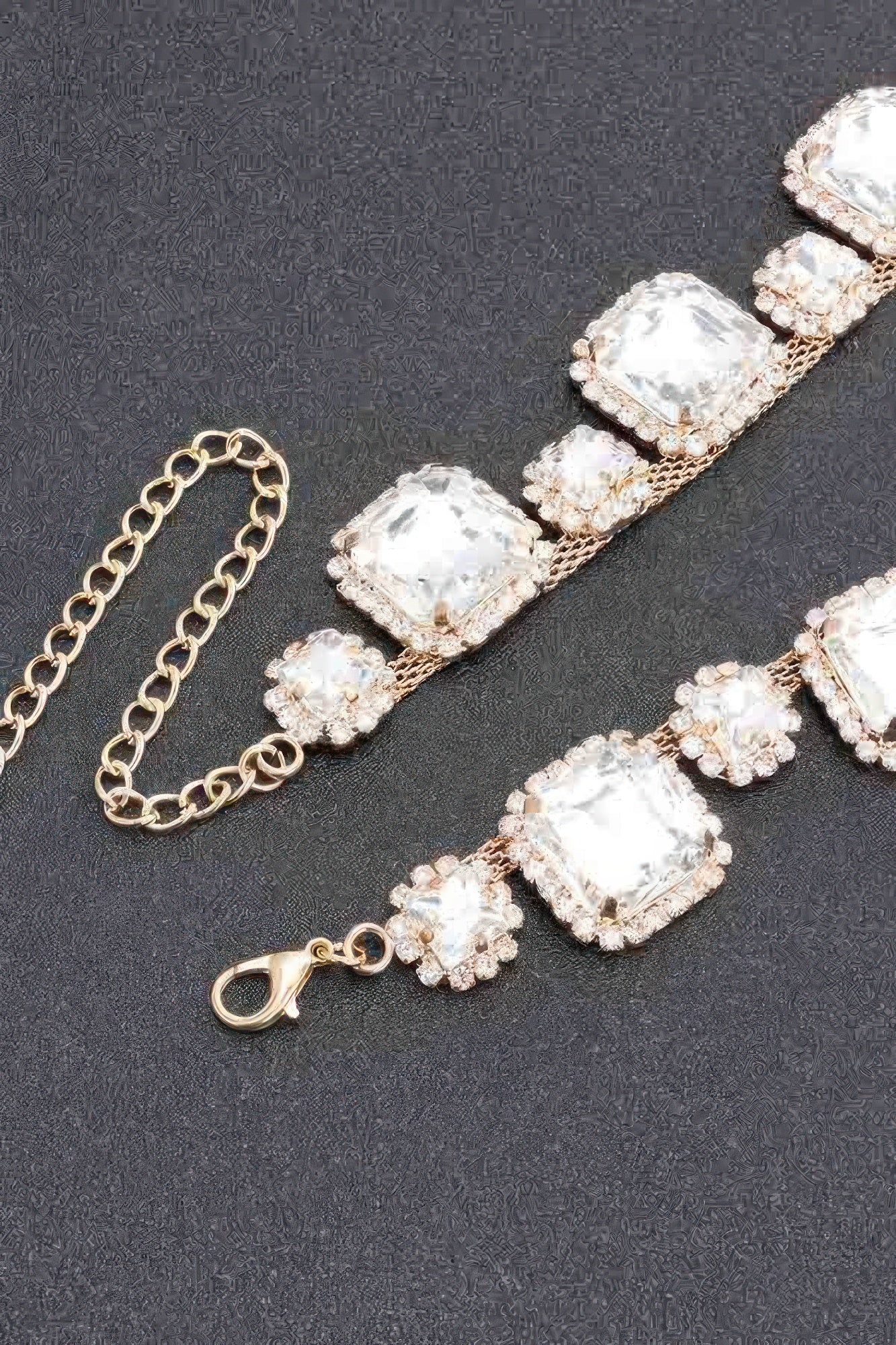 VacationGrabs sparkly necklace set for special occasions featuring large clear stones and gold chain