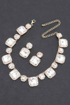 VacationGrabs sparkly necklace set for special occasions with large clear stones and matching earrings