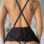 Black sheer special occasion lingerie with adjustable straps for intimate moments