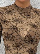 Trendsi women's spider web print blouse in a sheer design for a stylish and trendy look