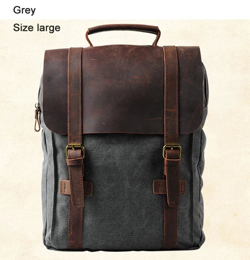 Grey sprayground backpack with leather accents for everyday use
