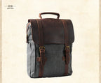 Sprayground backpack with gray fabric and leather accents for stylish travel