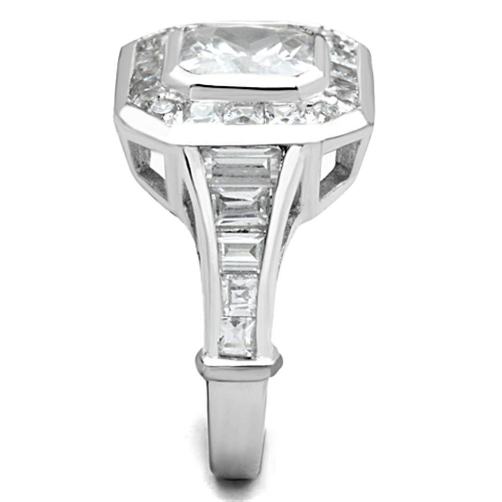 Square cut silver engagement ring with sparkling diamonds and elegant design for a timeless look