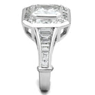 Square cut silver engagement ring with sparkling diamonds and elegant design for a timeless look