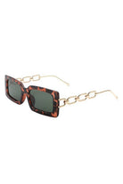 Sunglasses Square Flat Top Chain Link Design Sunglasses