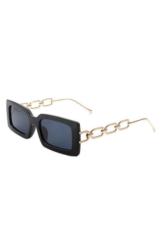 Sunglasses Square Flat Top Chain Link Design Sunglasses