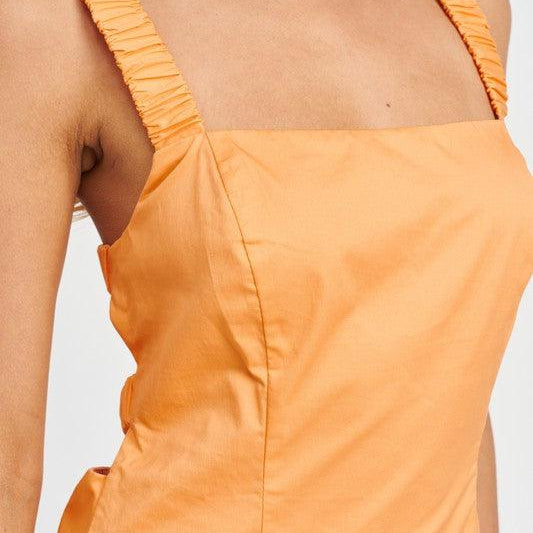 Women's Dresses Square Neck Mini Dress With Elastic Back Detail