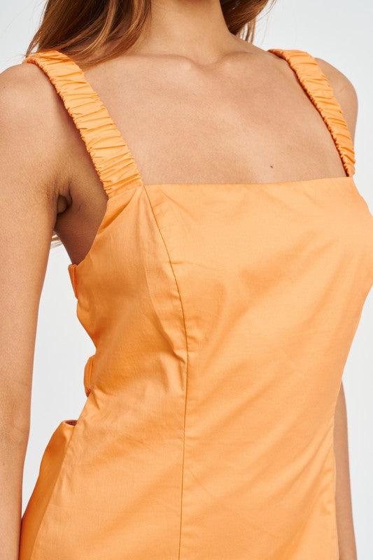 Women's Dresses Square Neck Mini Dress With Elastic Back Detail