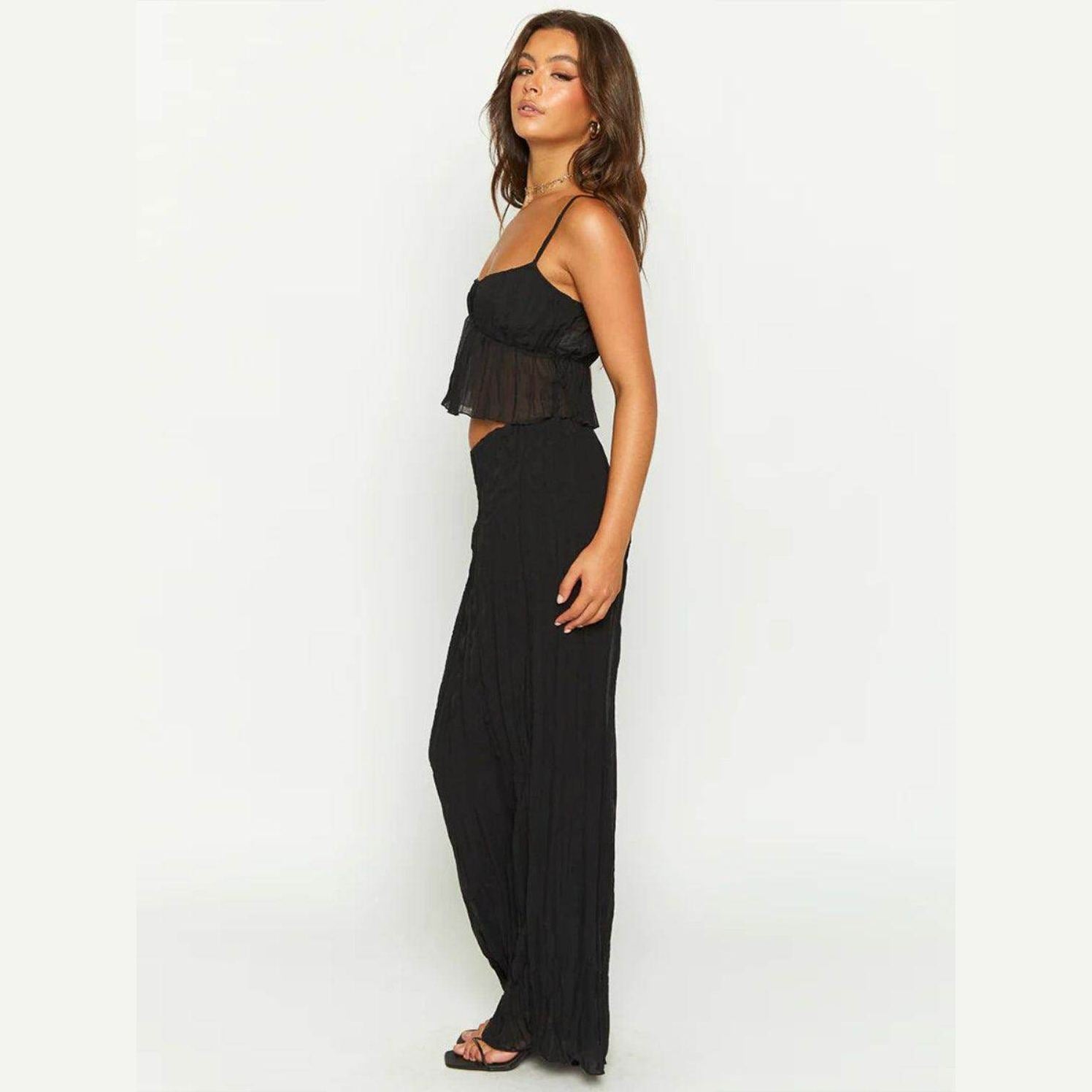 Square Neck Sleeveless Top and Ruched Skirt Set - VacationGrabs